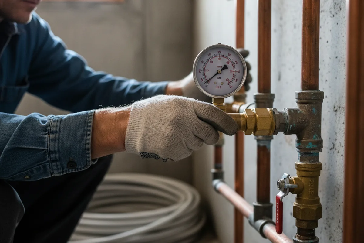 Pressure testing a repaired line during Water Line Repair in Flourtown